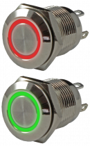 Кнопка металлическая 12 мм антивандальная миниатюрная с подсветкой SD16-V-12IFB