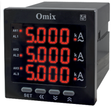 Амперметр трехфазный щитовой с тремя релейными выходами Omix P99-AZ3-3-3K